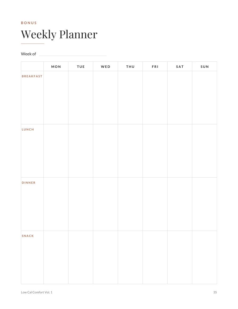 Actual Your week, made simpler cookbook page